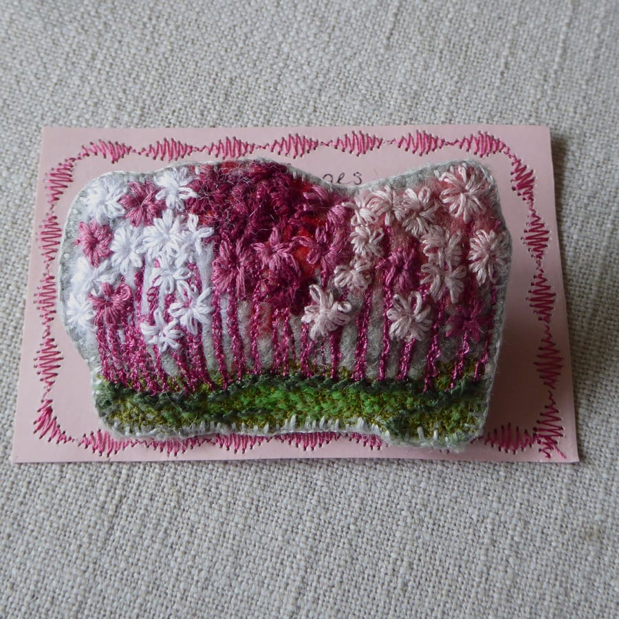 embroidered felted brooch