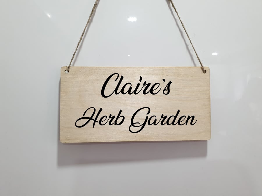 Herb Garden Sign Personalised Indoor Herb Garden Plaque For Allotment Garden 