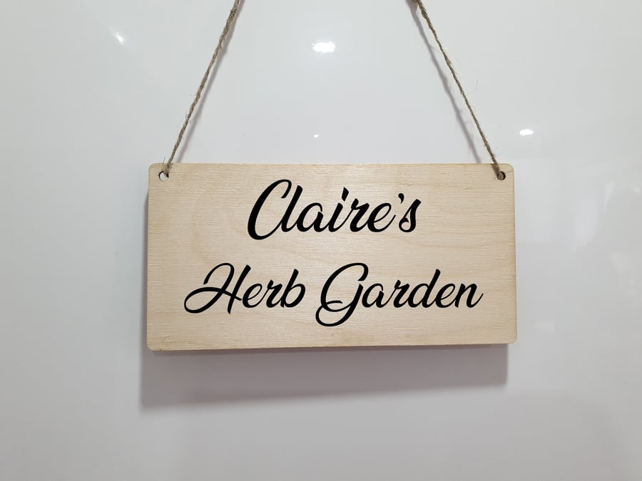 Herb Garden Sign Personalised Indoor Herb Garden Plaque For Allotment Garden 