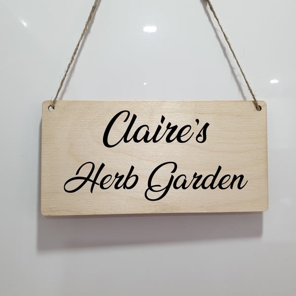 Herb Garden Sign Personalised Indoor Herb Garden Plaque For Allotment Garden 