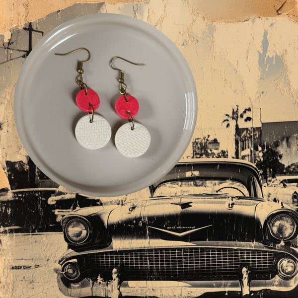 Hessian disc dangly earrings 