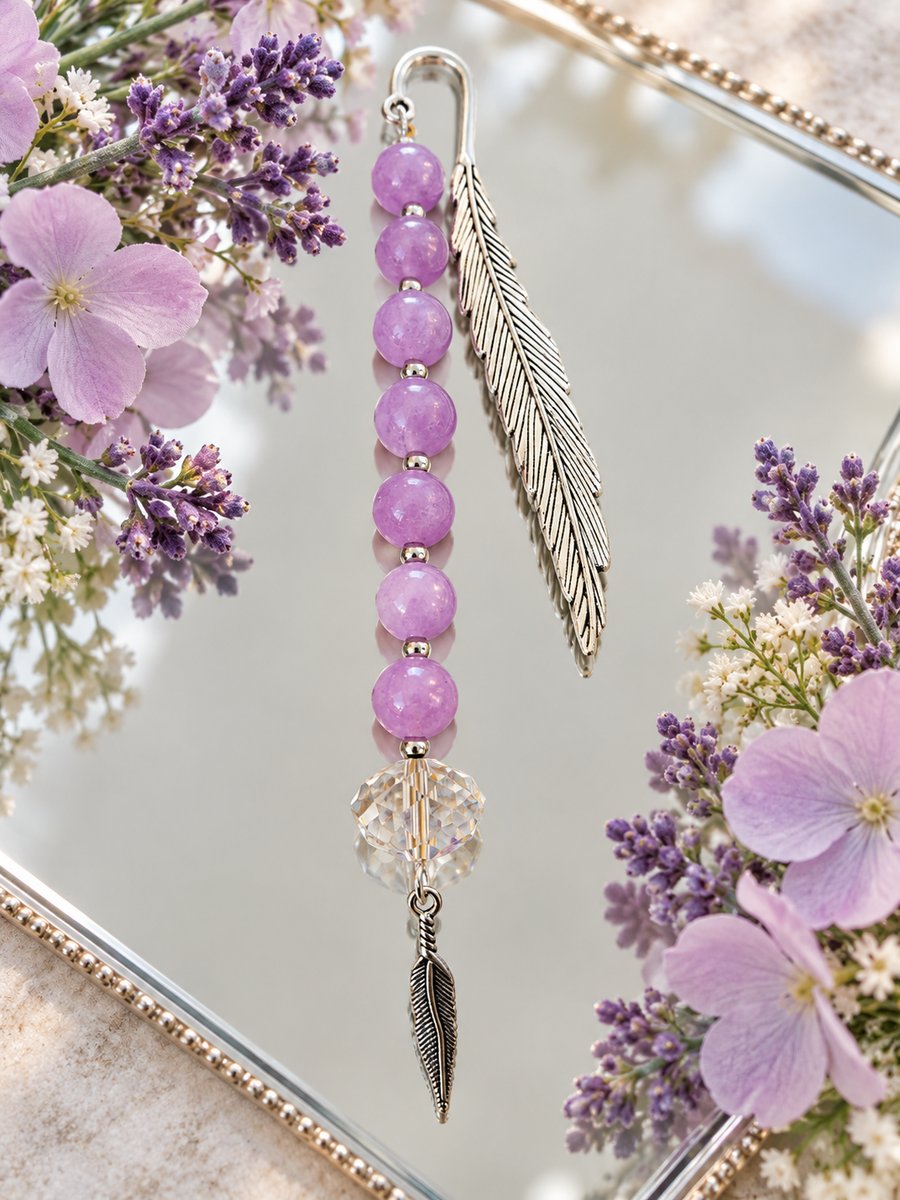 Image of Lavender Amethyst Feather Bookmark (Peace, Calm & Balance)