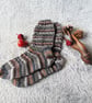 Brown and Grey Striped Socks, Warm Wool Socks, Hand Knitted Socks - Image 5