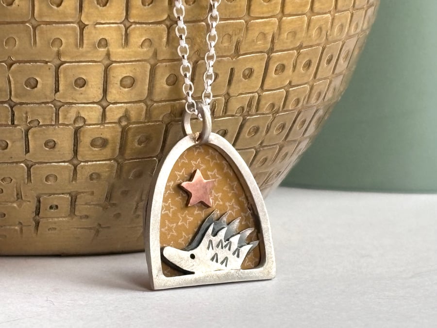 Tiny hedgehog necklace