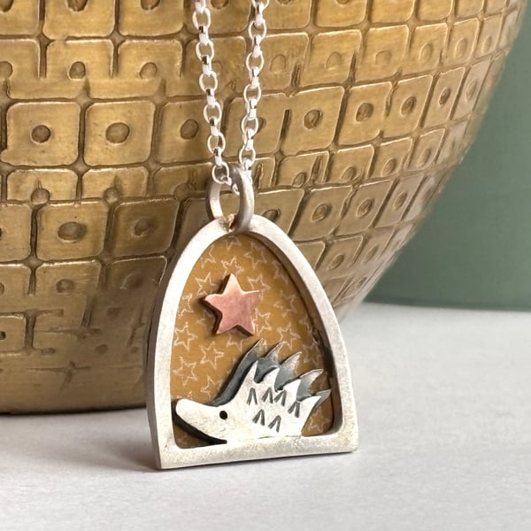 Tiny hedgehog necklace