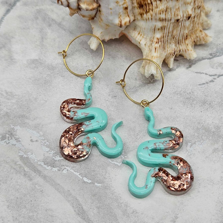 Snake Earrings, Resin Snake Earrings, Resin Snakes, Serpent Earrings