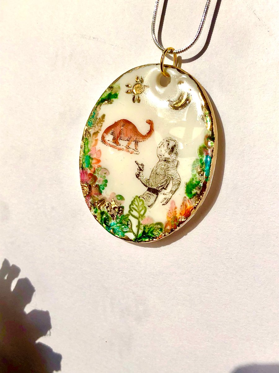 Sci-fi , dinosaur, spaceman, quirky , handcrafted jewelry 