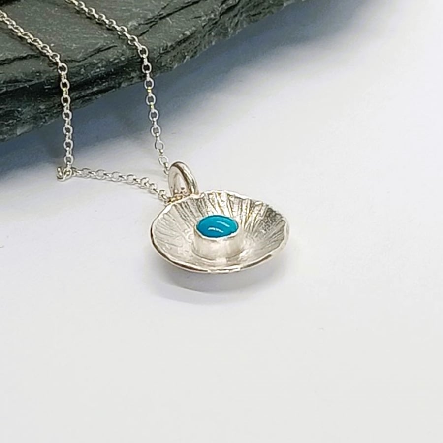 flower necklace turquoise sterling silver 925 December birthstone