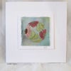 HAND EMBROIDERED FLORAL GREETINGS CARD ON HAND DYED FABRIC