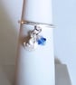 925 Sterling Silver Charm Ring With Silver Shell And Swarovski Crystal Charms  - Image 1