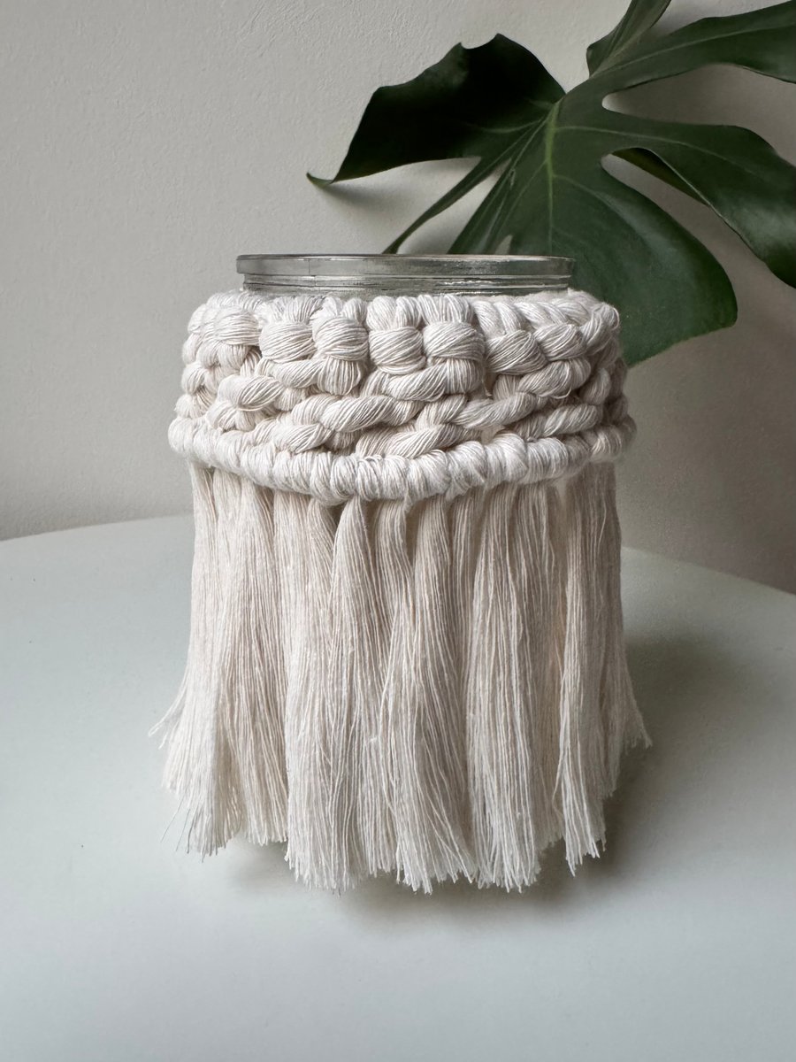 Macrame Tight Knit Candle Holder