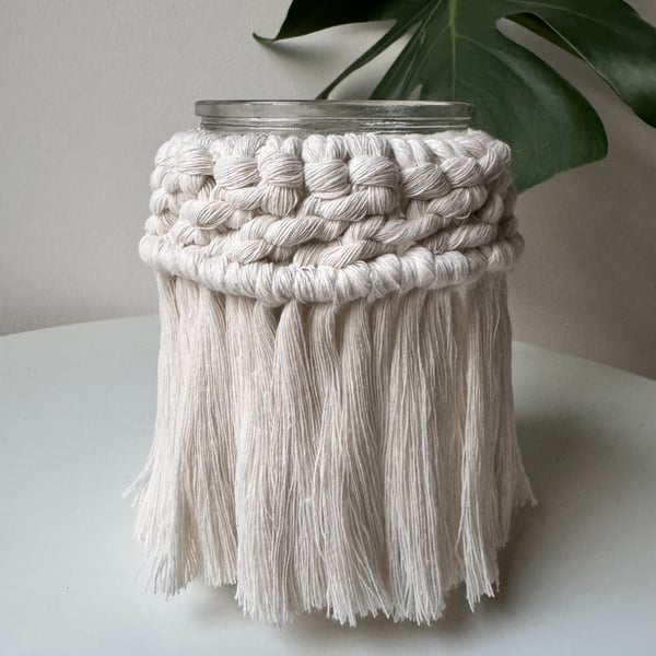 Macrame Tight Knit Candle Holder