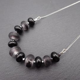 lampwork glass jewellery, black lace necklace