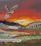 Textile landscape framed picture with owl… find me where the wild things are