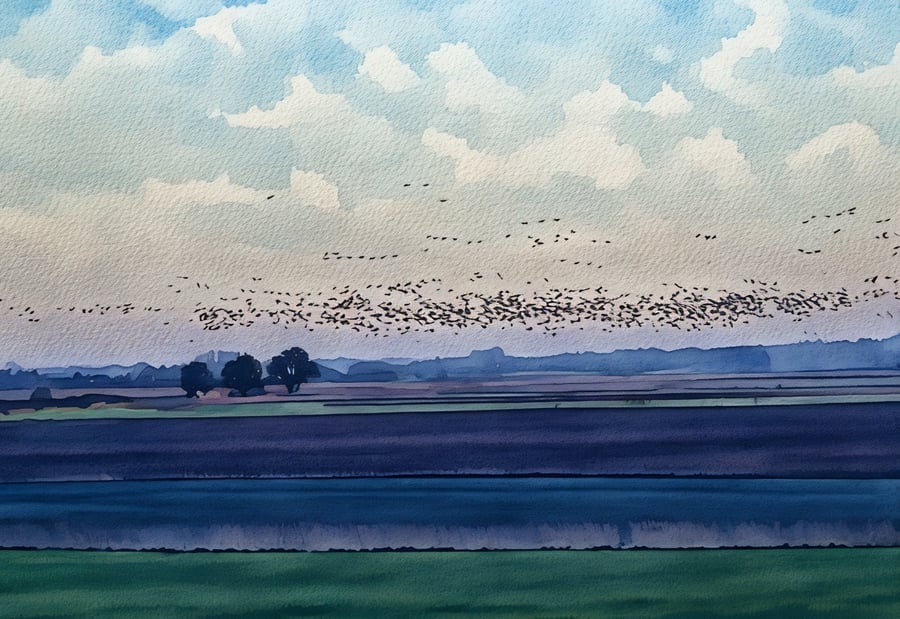 Murmurations Of Birds December 2025 Norfolk Greeting Card A5