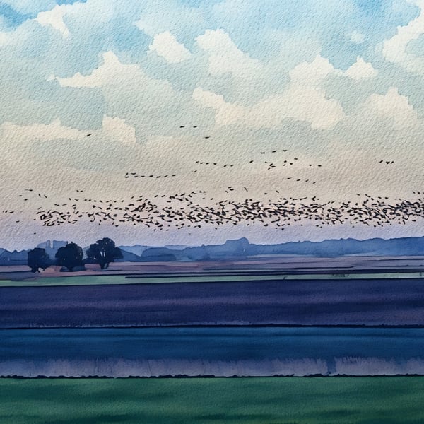 Murmurations Of Birds December 2025 Norfolk Greeting Card A5