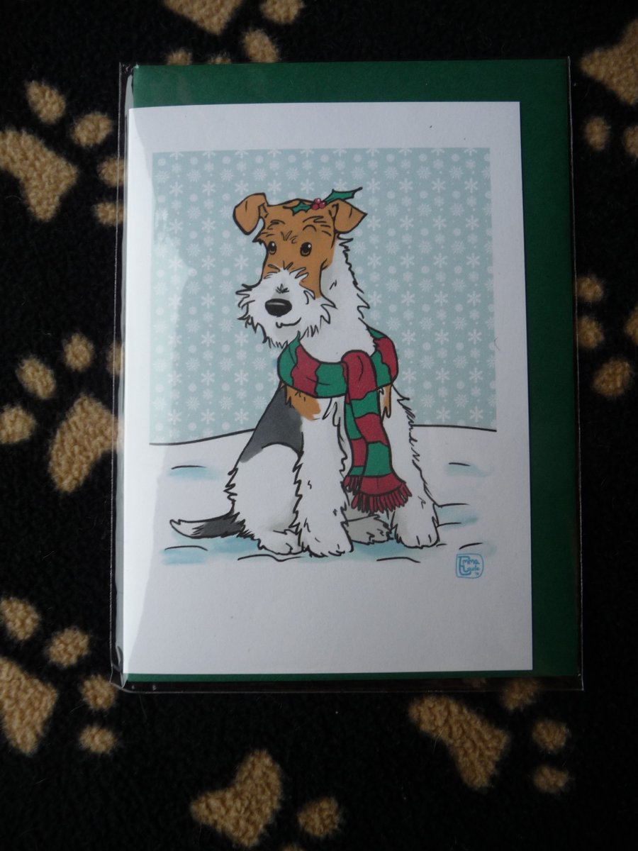 Wire Haired Fox Terrier Christmas Card 