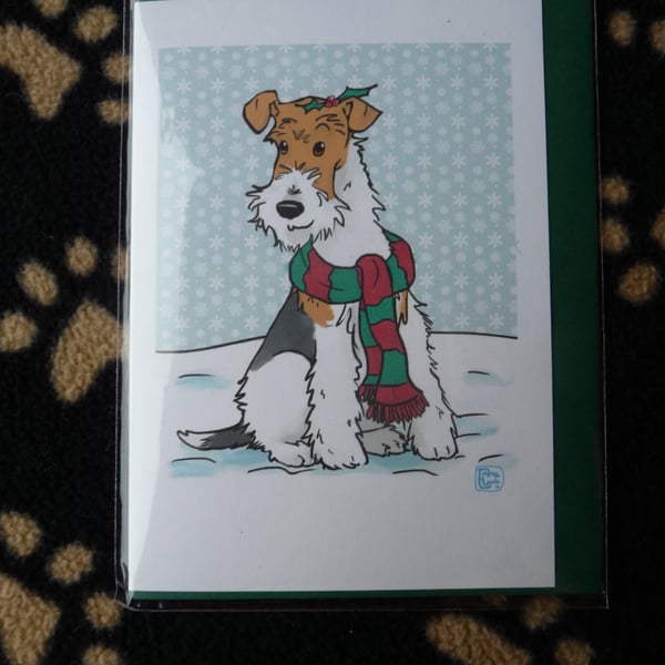 Wire Haired Fox Terrier Christmas Card 