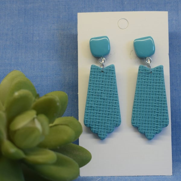 Textured Geometric Drop Earrings