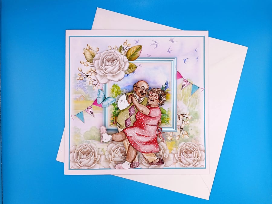 Wedding Anniversary Card,8x8inches, 20x20cms, Decoupage