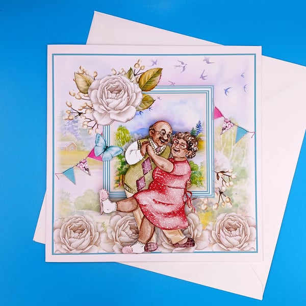 Wedding Anniversary Card,8x8inches, 20x20cms, Decoupage