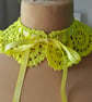Yellow Crochet Lace Collar, Handmade Detachable Floral Accessory with Ribbon  - Image 4