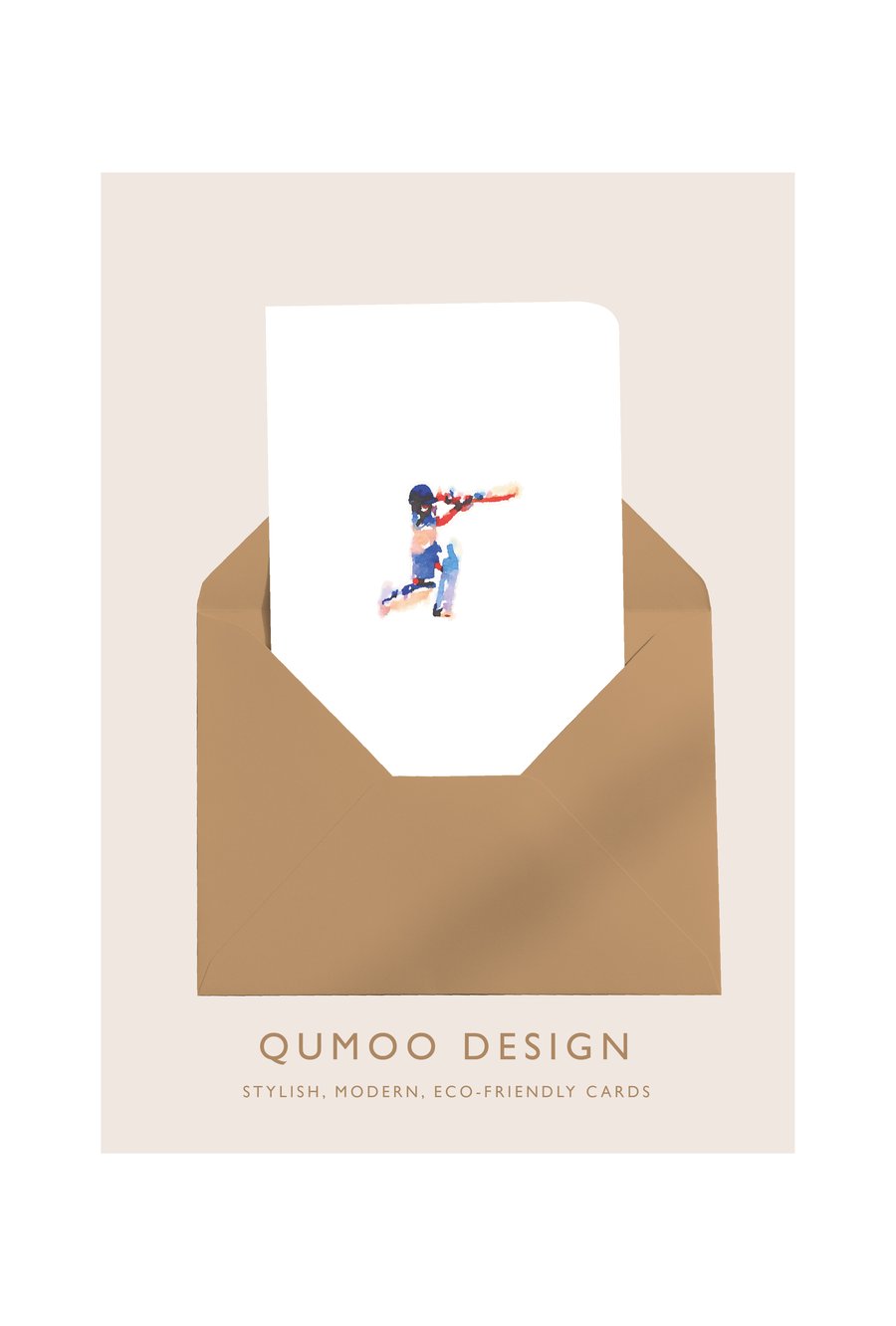 Cards Cricket Boy Male blank card gift watercolour (QM311)