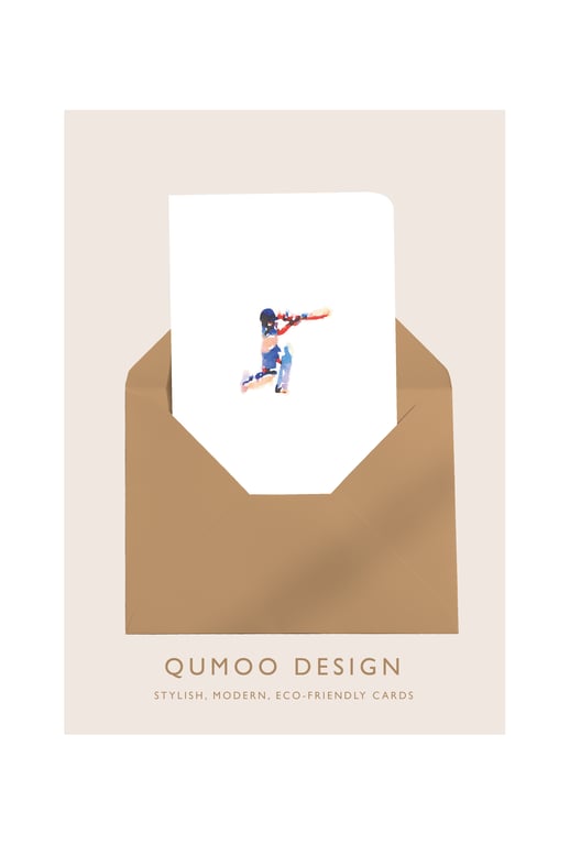 Cards Cricket Boy Male blank card gift watercolour (QM311)