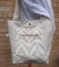 Large cream and white tote bag.  - Image 5