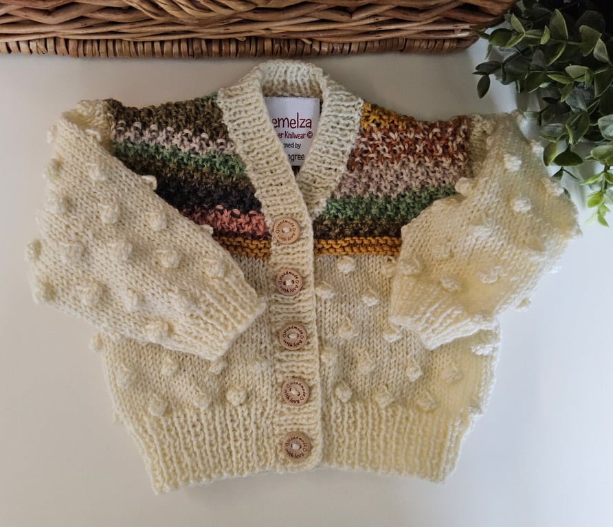 Bobble Design 90% & 100% Merino Wool Baby Cardigan 0-6 months size