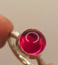 Handmade Sterling Silver Ring – 10mm Synthetic Ruby Cabochon - Size J - Image 9