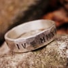 Fathers Day Gift Ideas - Engraved silver - Beaten Track - Unisex Ring