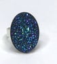 MIDNIGHT BLUE RING navy silver base faux druzy glitter  - Image 4