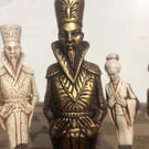 The Mikado Themed Chess pieces in Antique White & Gold - Chess pieces only