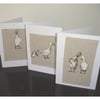 Cards x 3 Ducks and Ducklings Greeting Card Pack of Notelets Fabric Sewn