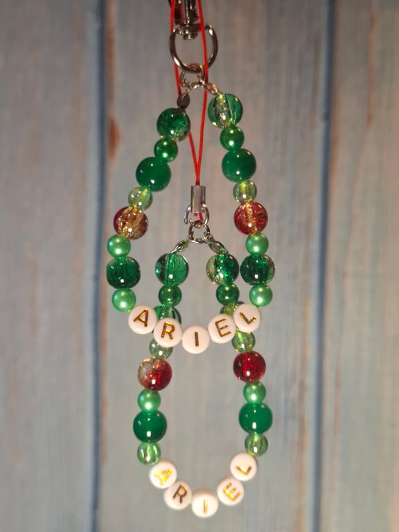 Ariel duo beaded phone charm and keyring set