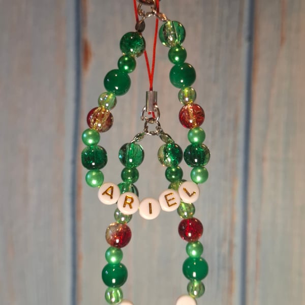 Ariel duo beaded phone charm and keyring set