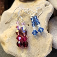 Sterling Silver Crystal Bead Earrings x 2 pairs
