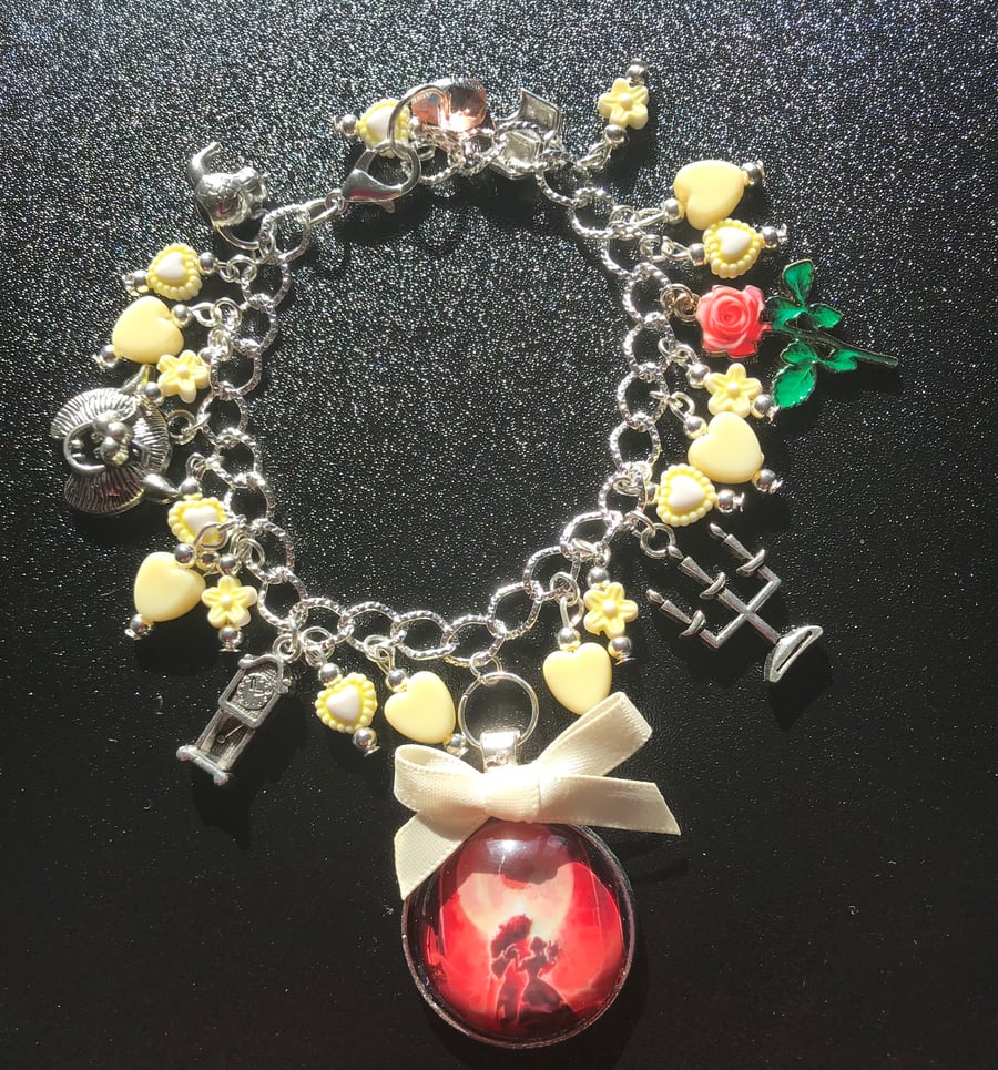 Beauty and the beast inspired charm bracelet