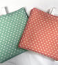 Cotton fabric face cloth, make up remover pad set x3 trio green