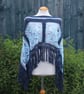 Deep Denim Blue and Blue Mix Crochet Poncho - Design A542