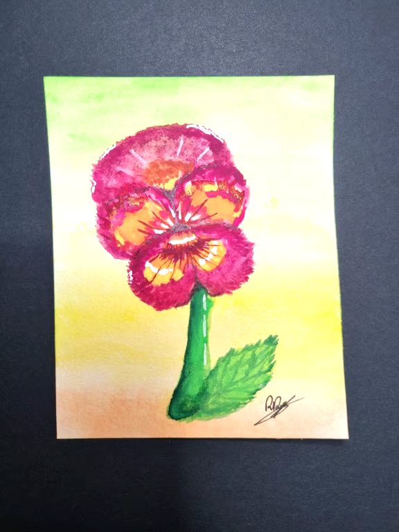 Pansy ACEO Mini Gouache Painting Art Trading Card