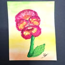 Pansy ACEO Mini Gouache Painting Art Trading Card
