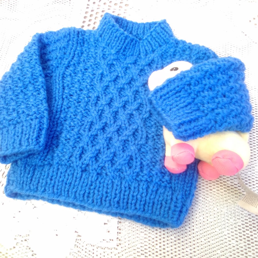 Children's Round Neck Jumper with Cabled Trellis Pattern, Child's Knitted Jumper