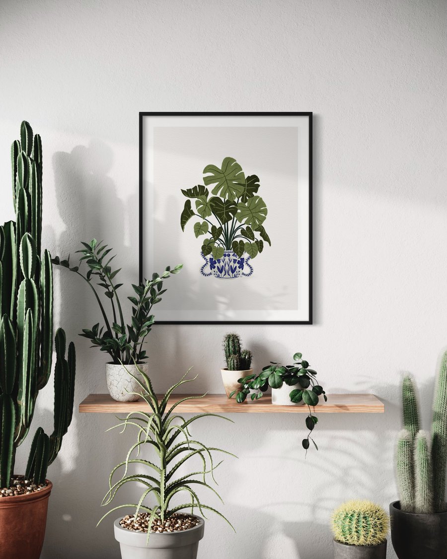 Monstera Plant Illustration A4 Art Print