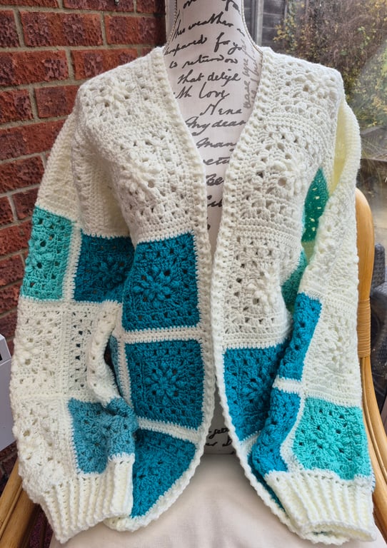 Handmade Crochet Granny Square Cardigan 