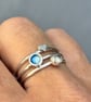 Rainbow Moonstone Stack Ring, silver stack ring, enamel ring, enamel stack ring, - Image 1