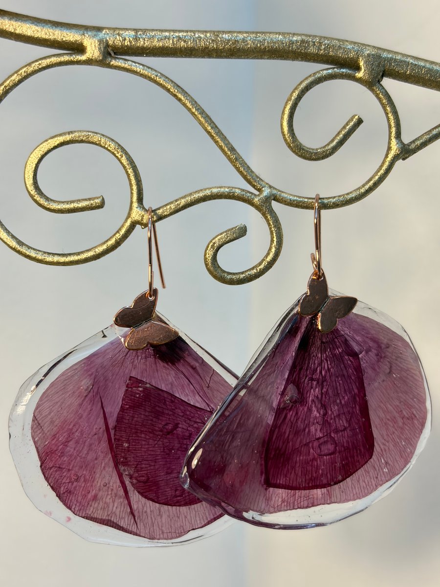 Cornish poppy earrings rose gold