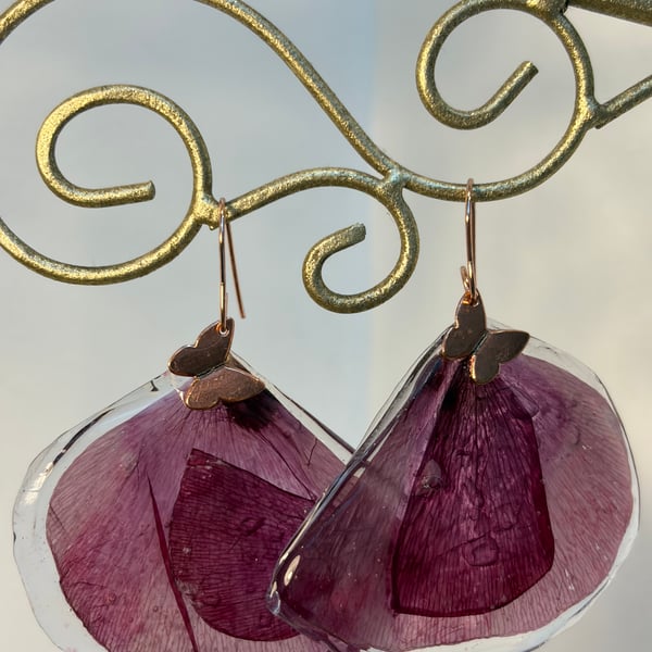 Cornish poppy earrings rose gold