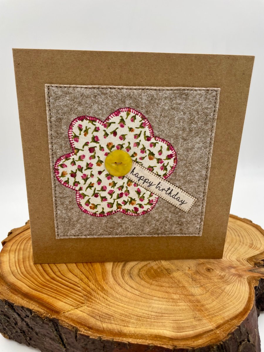 Pretty appliqué flower birthday card